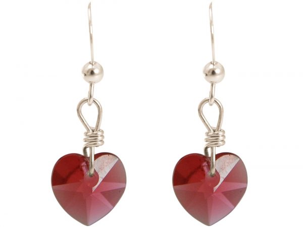 Gemshine - Damen - Ohrringe - 925 Silber - Herz - Rot - MADE WITH SWAROVSKI ELEMENTS® - 2,5 cm