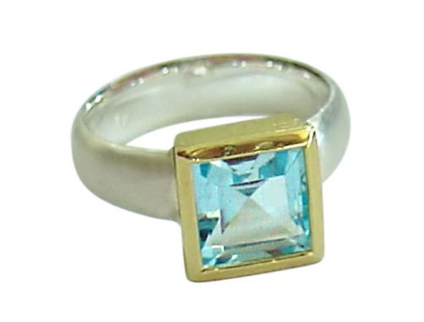 Gemshine - Damen - Ring - Silber 925 - Vergoldet - Topas - Blau, Ringgröße:53 (16.9) – Bild 3