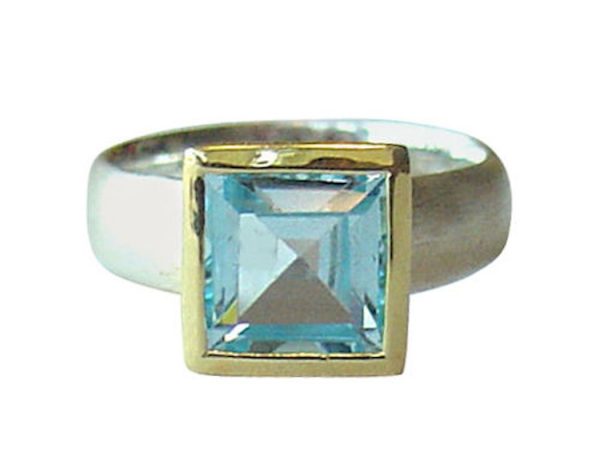 Gemshine - Damen - Ring - Silber 925 - Vergoldet - Topas - Blau, Ringgröße:52 (16.6)